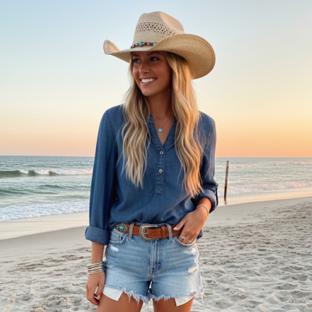 Chico's Indigo Denim Shirt size 12‎